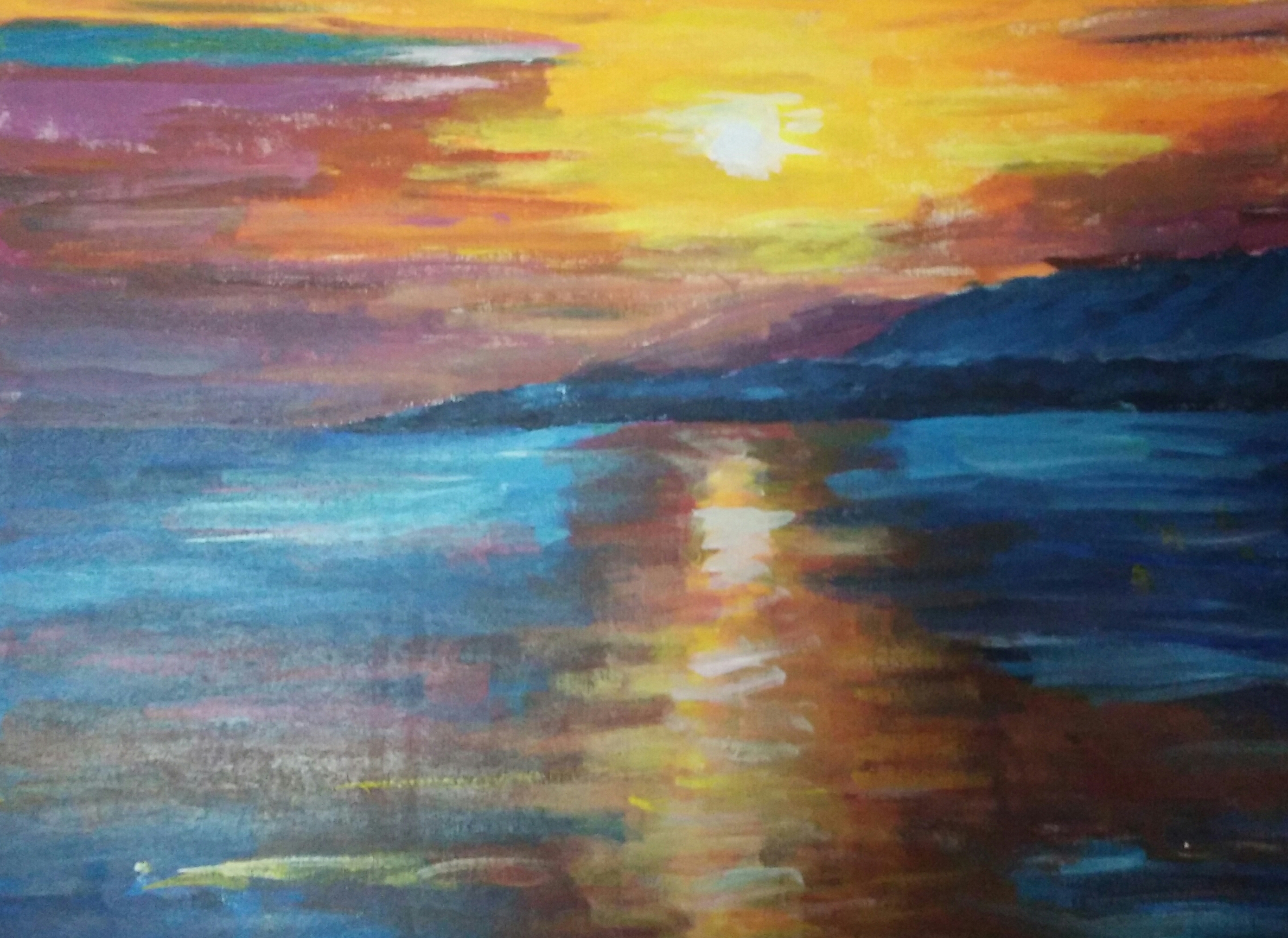 夕阳_布面丙烯_油画_宝甄网